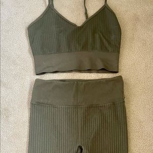 Fabletics forest green workout set